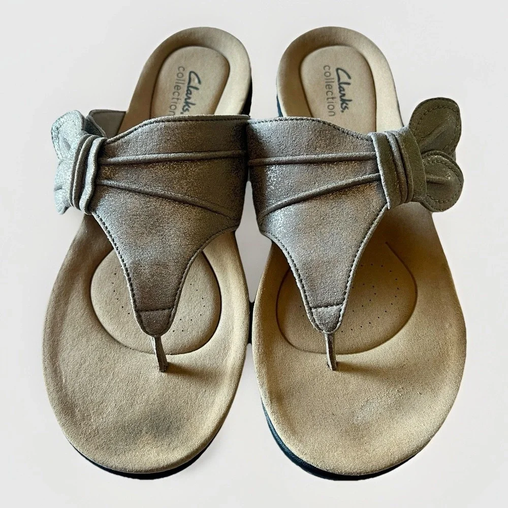 Clarks Collection Laurieann Rae Taupe Thong‎ Sandals Women's Size 10M